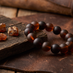 Men's dark amber bead bracelet