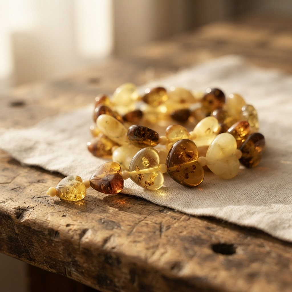 Margaret's Amber™ Foxglove Heart Amber Bracelet