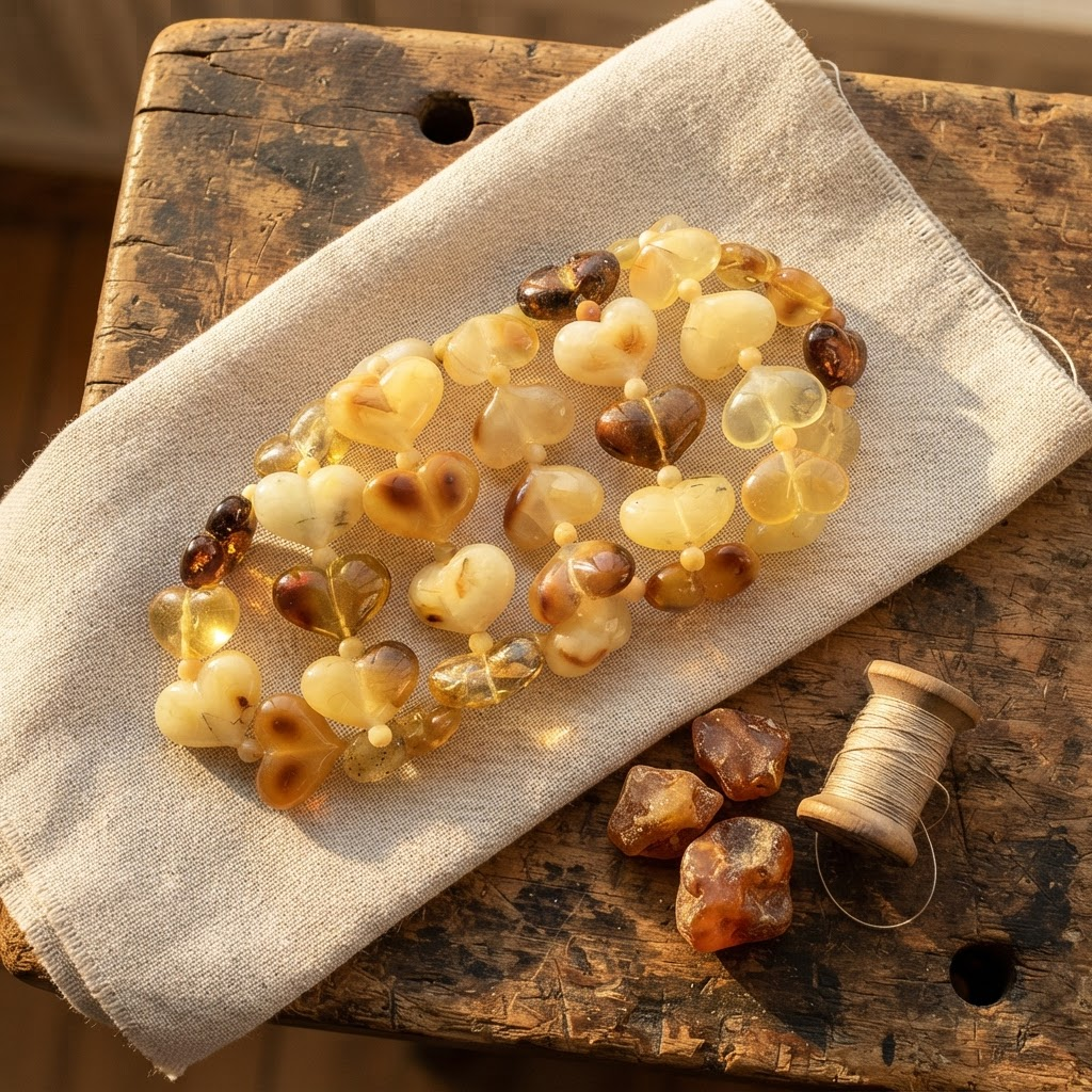 Margaret's Amber™ Foxglove Heart Amber Bracelet