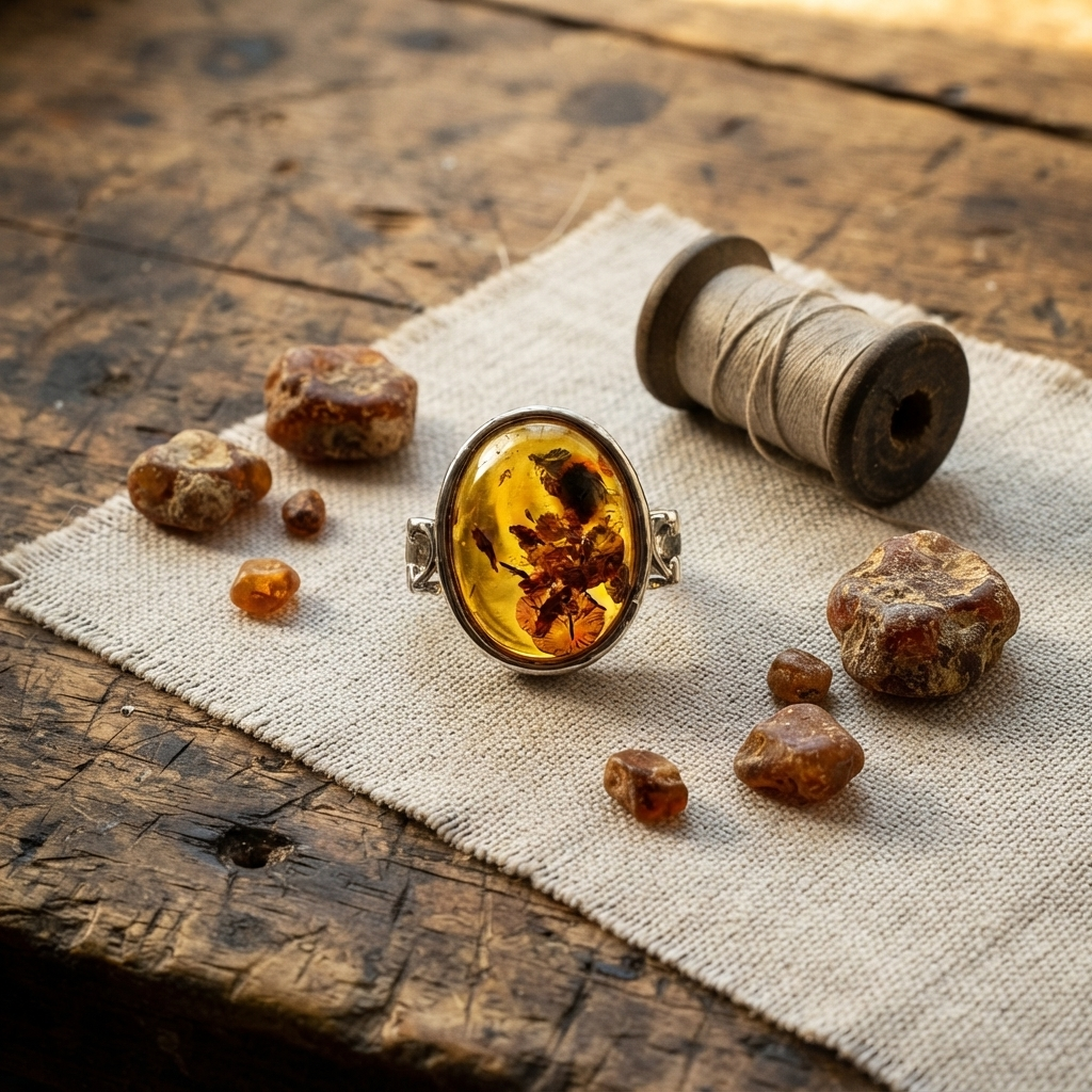 Margaret's Amber™ Poppy Piebald Amber Ring