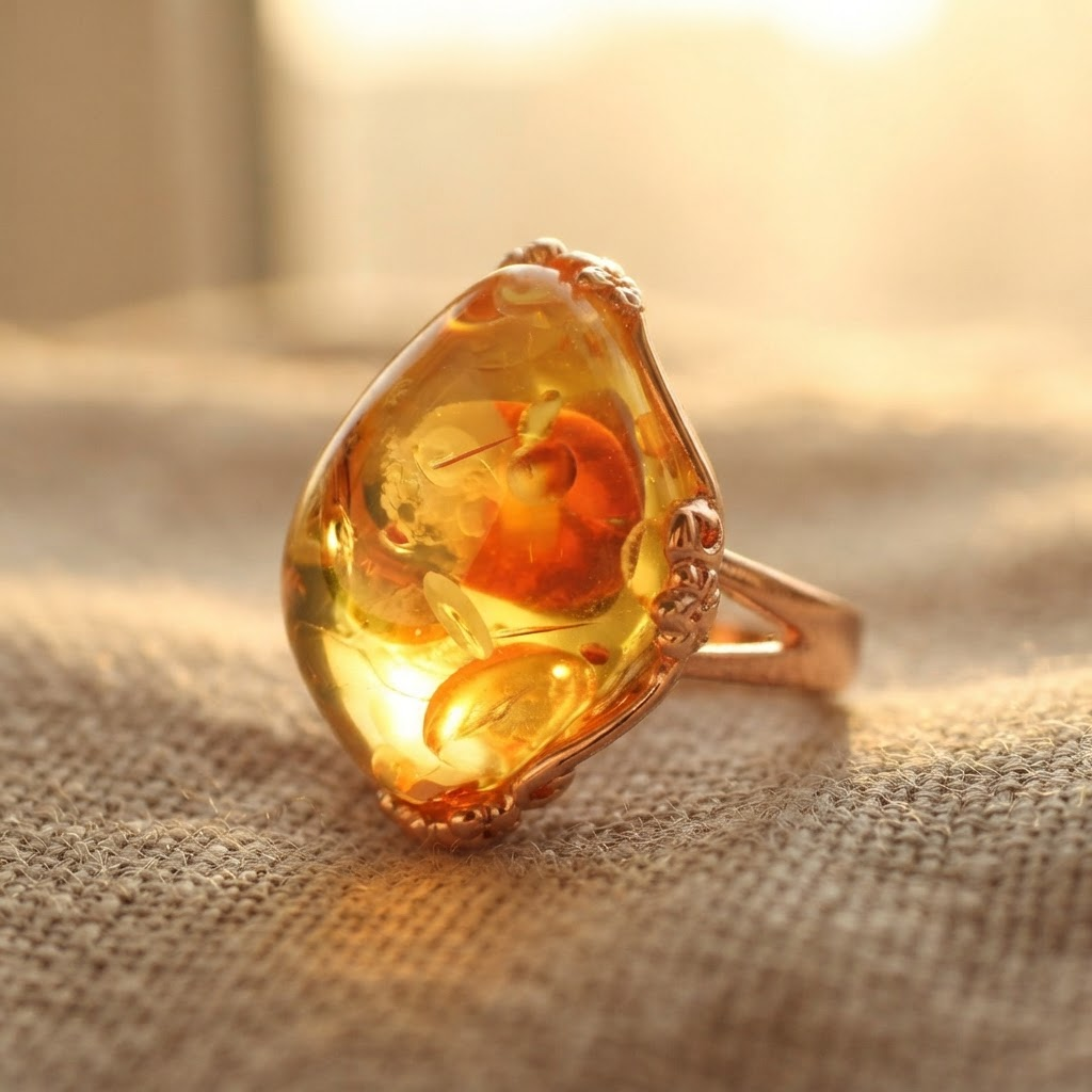 Margaret's Amber™ Gull Wildflower Amber Ring