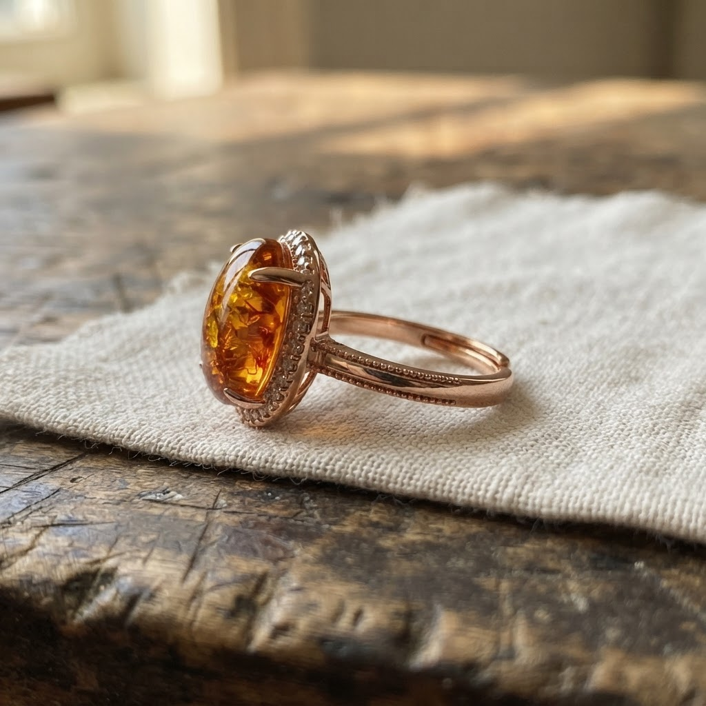Margaret's Amber™ Clover Wildflower Amber Ring