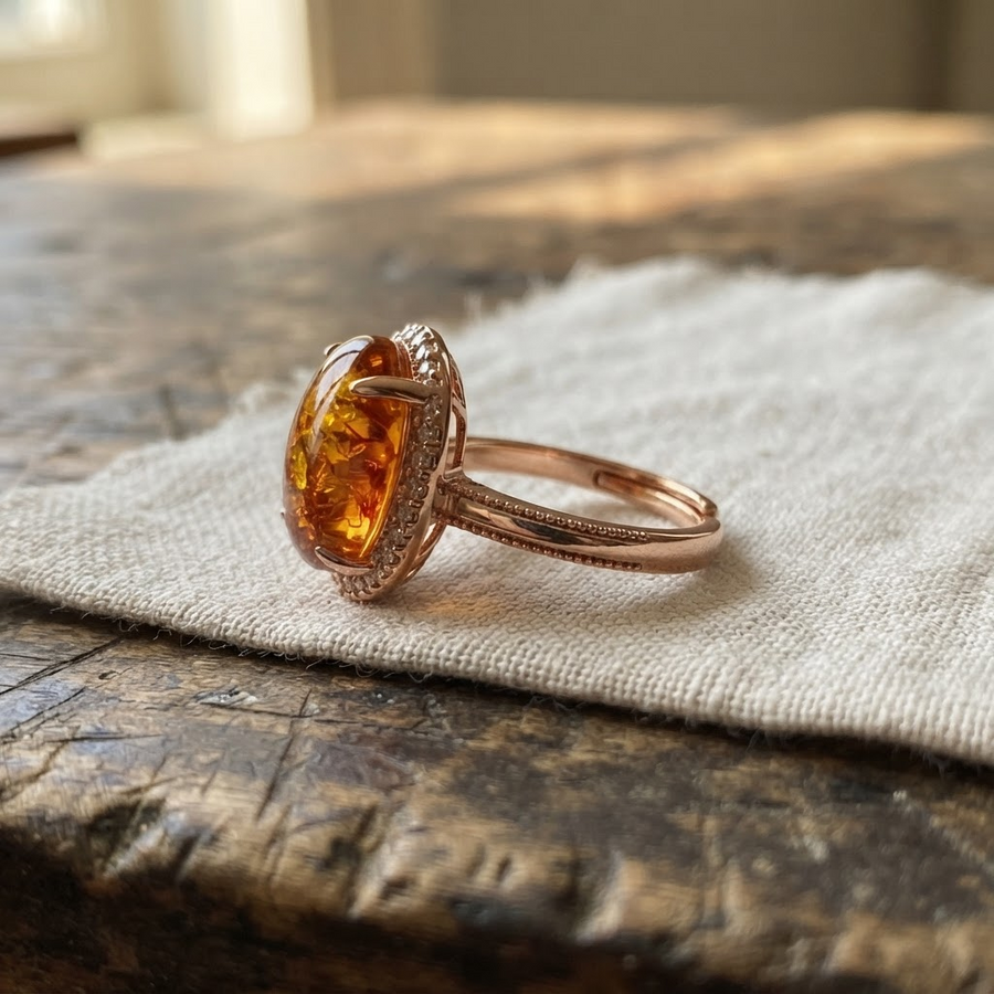 Margaret's Amber™ Clover Wildflower Amber Ring