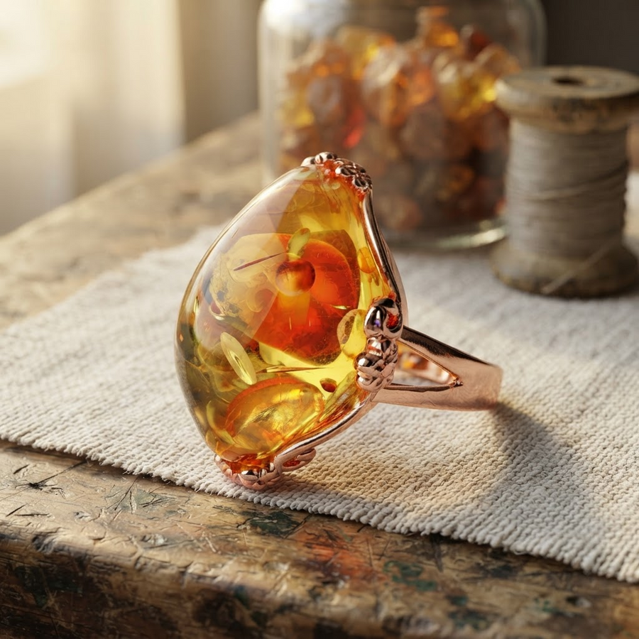 Margaret's Amber™ Gull Wildflower Amber Ring
