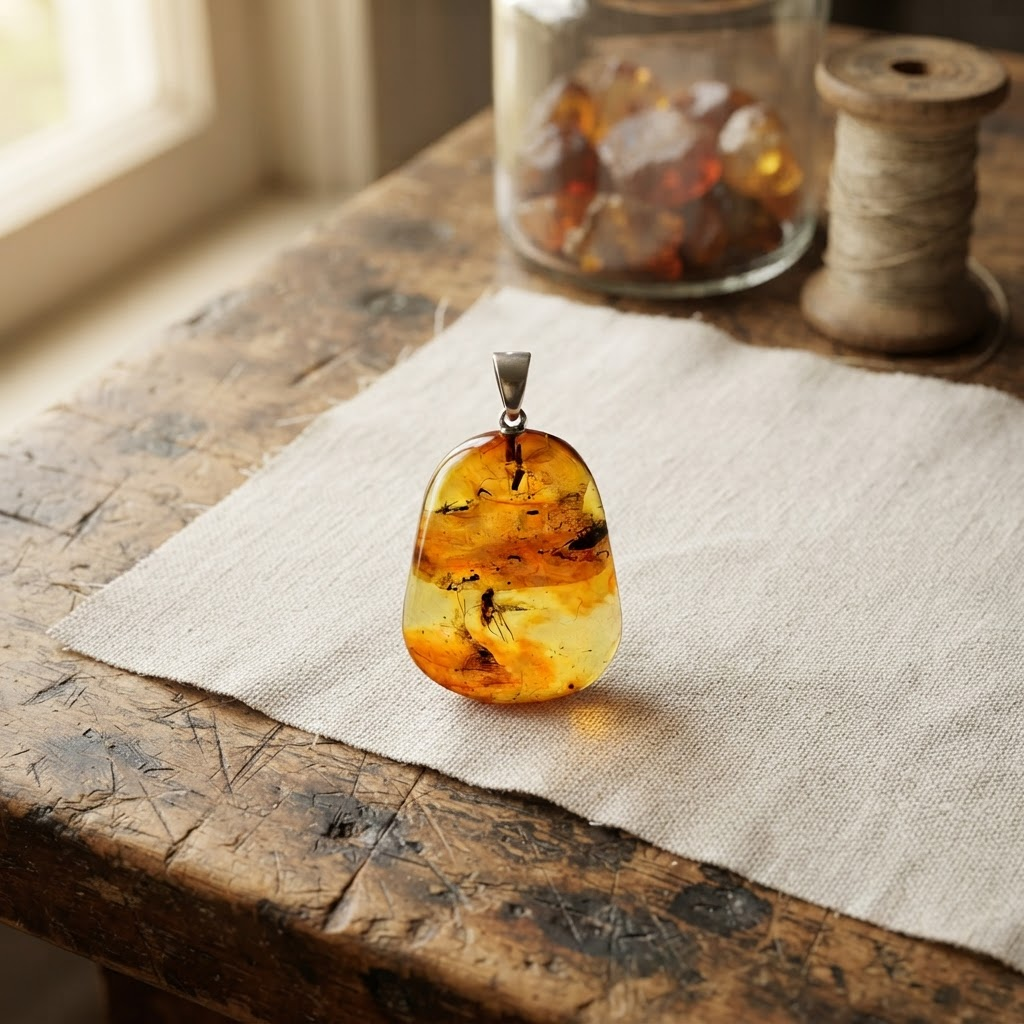Margaret's Amber™ Candle Wildflower Teardrop Amber Necklace