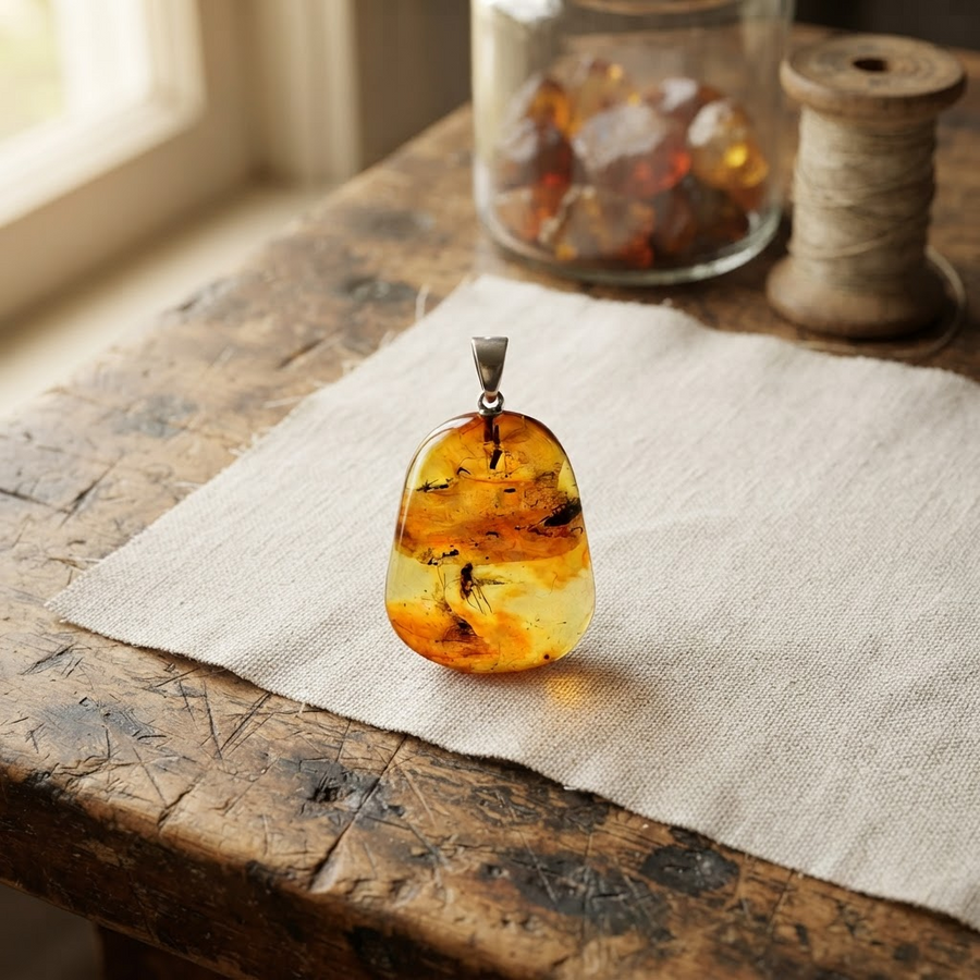 Margaret's Amber™ Candle Wildflower Teardrop Amber Necklace