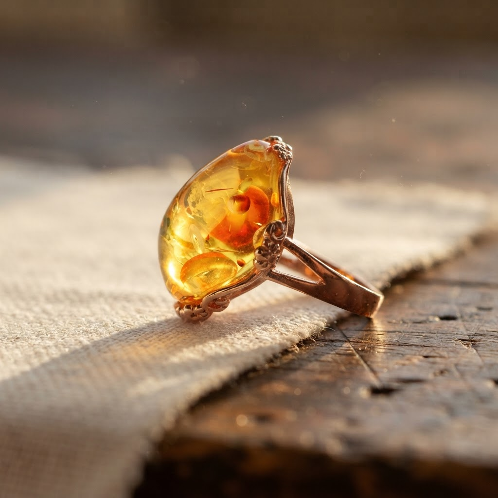 Margaret's Amber™ Gull Wildflower Amber Ring