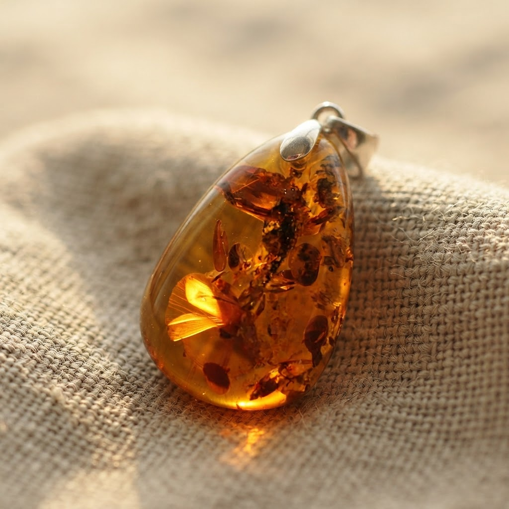 Margaret's Amber™ Barley Piebald Teardrop Amber Necklace