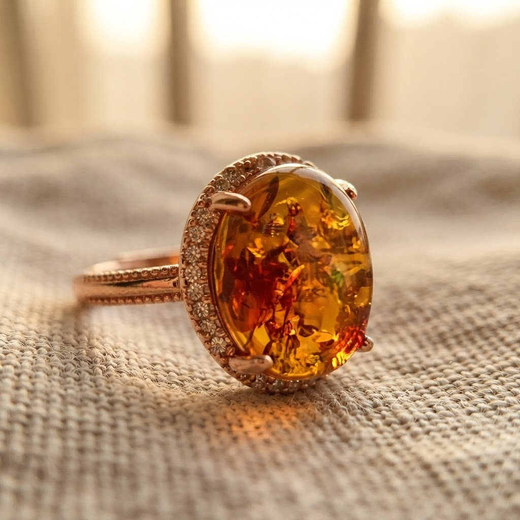 Margaret's Amber™ Clover Wildflower Amber Ring
