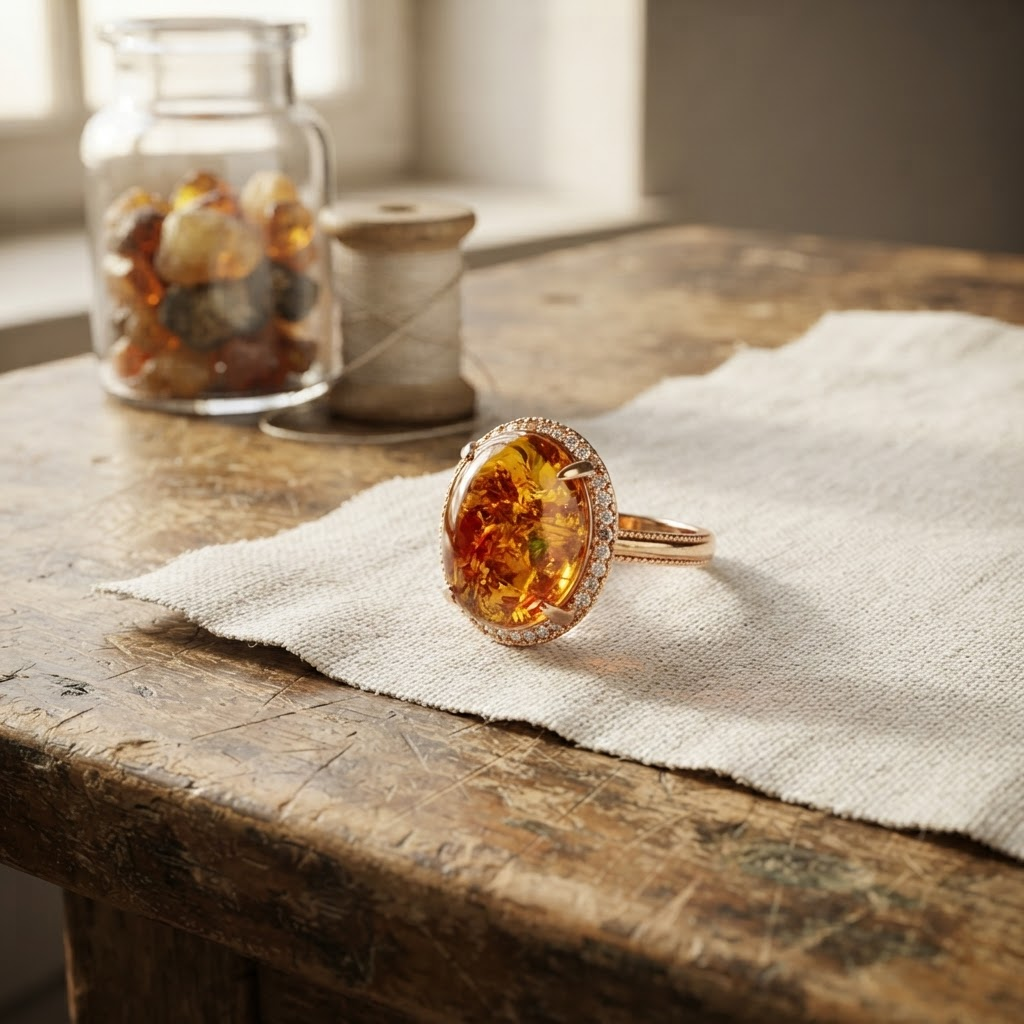 Margaret's Amber™ Clover Wildflower Amber Ring