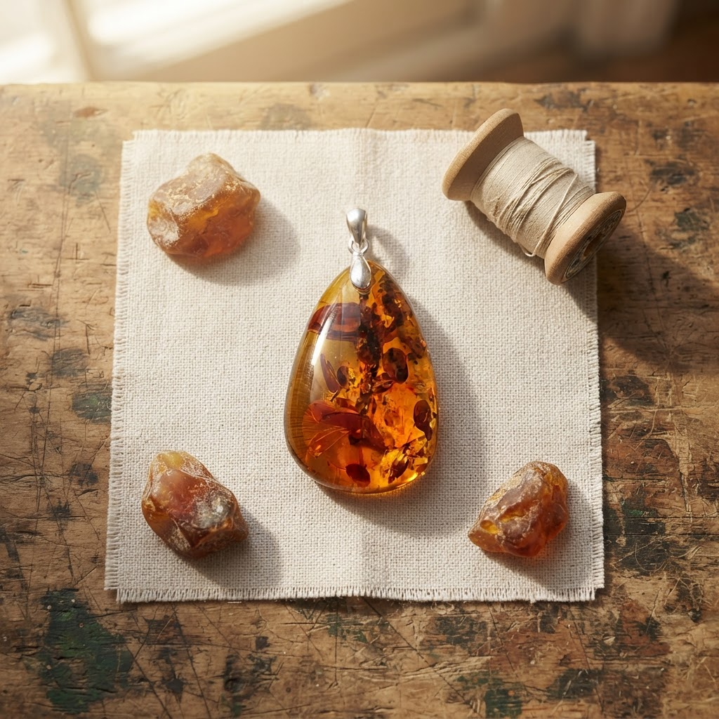 Margaret's Amber™ Barley Piebald Teardrop Amber Necklace
