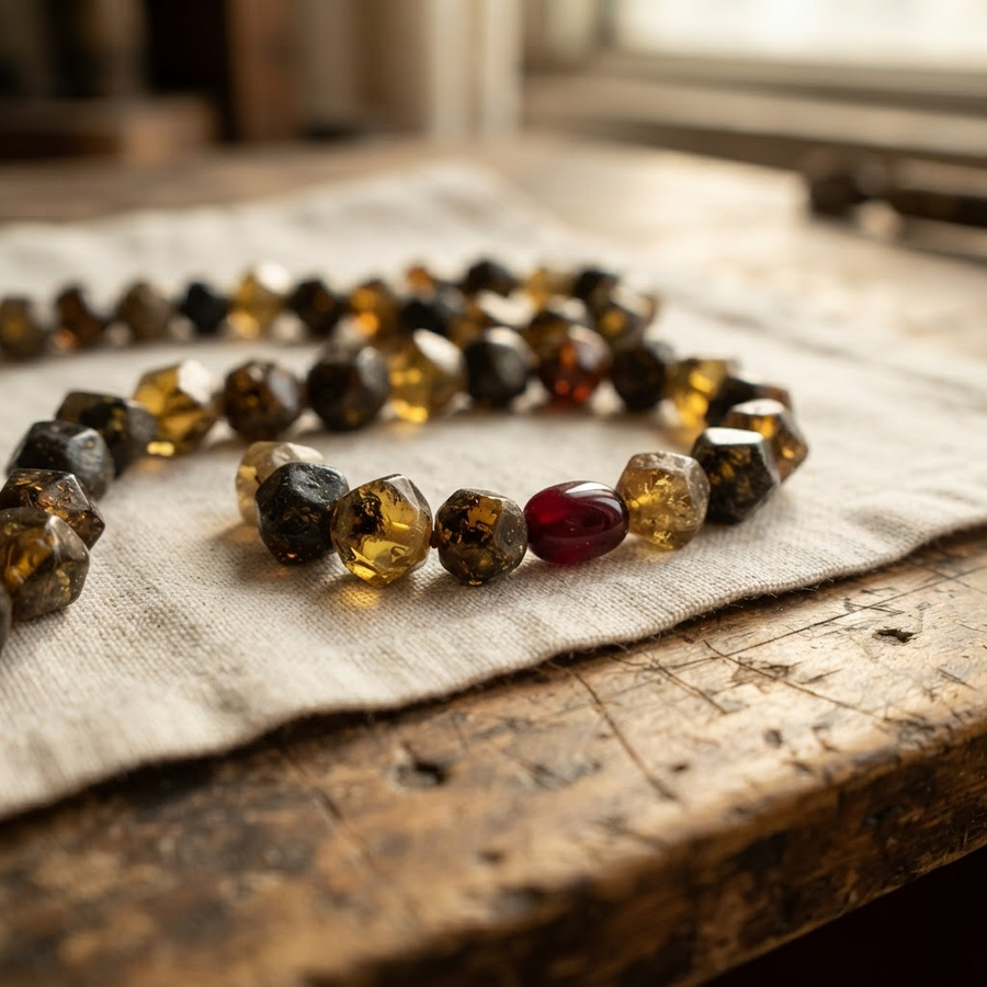 Margaret's Amber™ Quill Midnight Faceted Amber Necklace