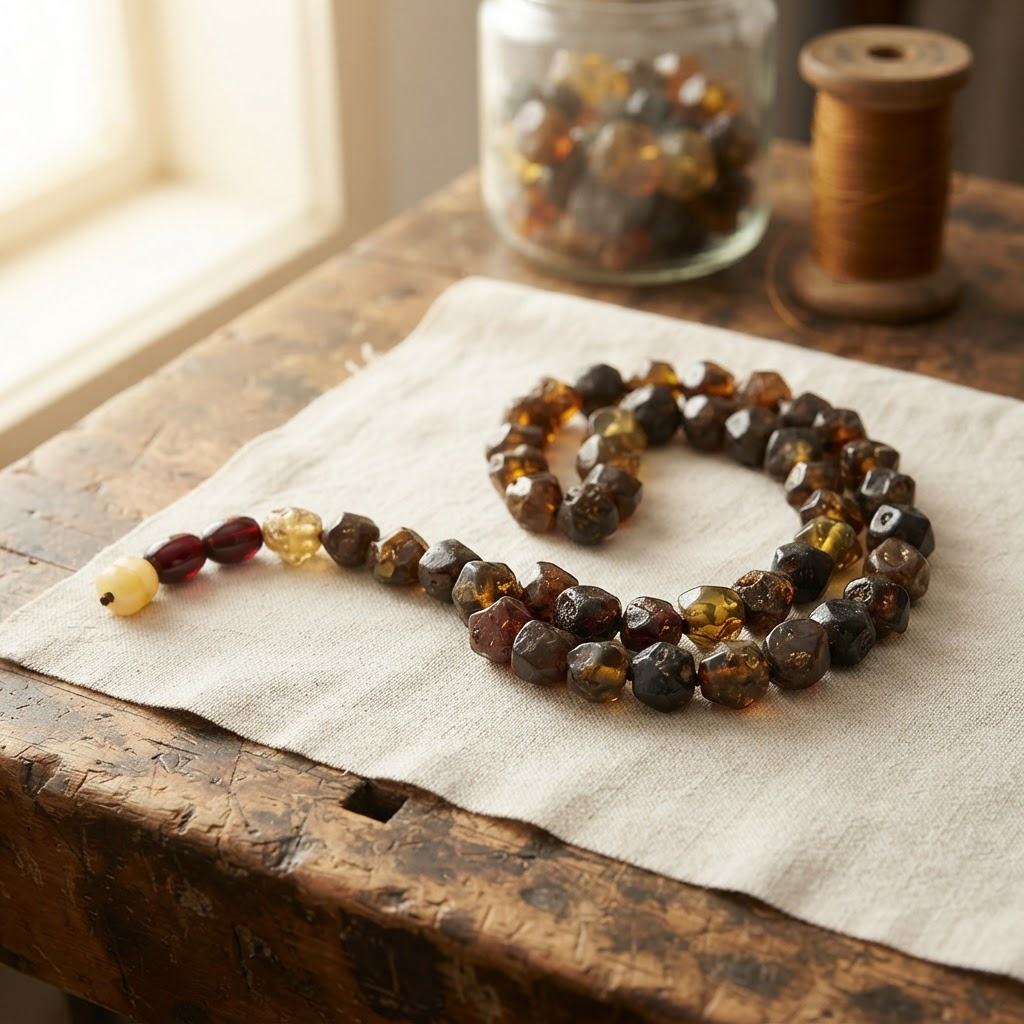 Margaret's Amber™ Quill Midnight Faceted Amber Necklace