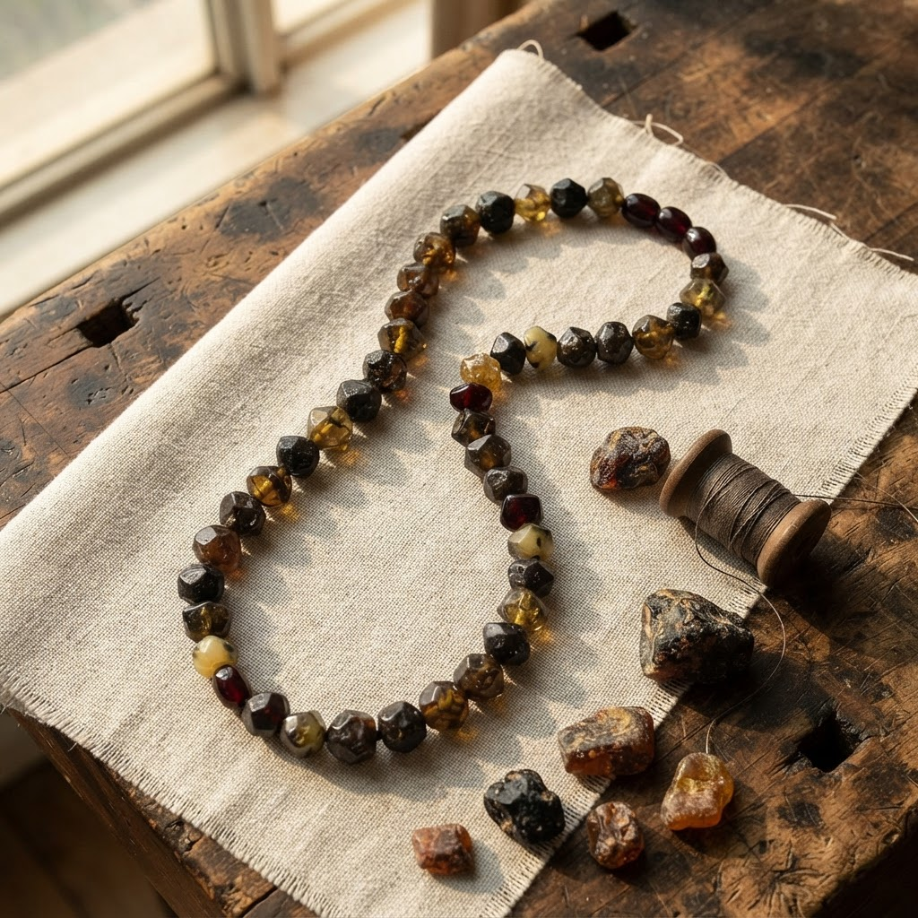 Margaret's Amber™ Quill Midnight Faceted Amber Necklace