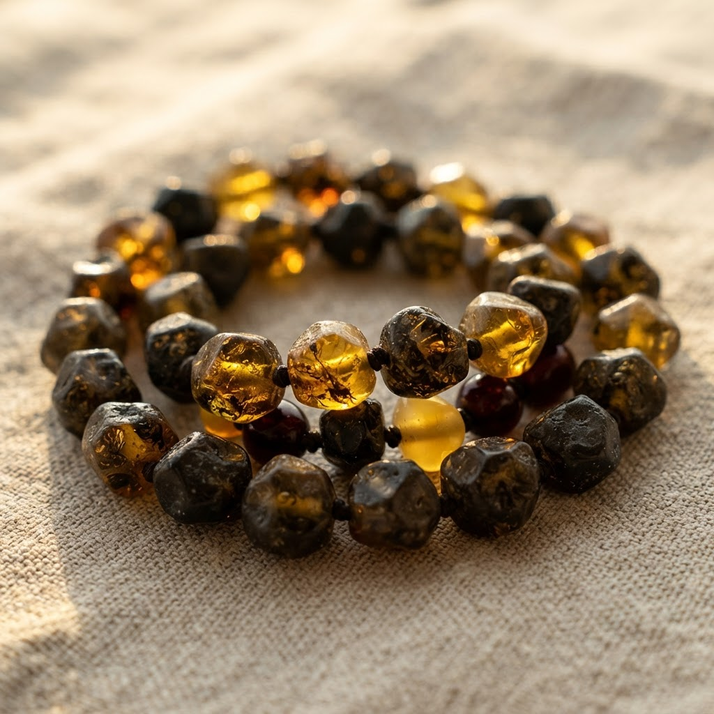 Margaret's Amber™ Quill Midnight Faceted Amber Necklace