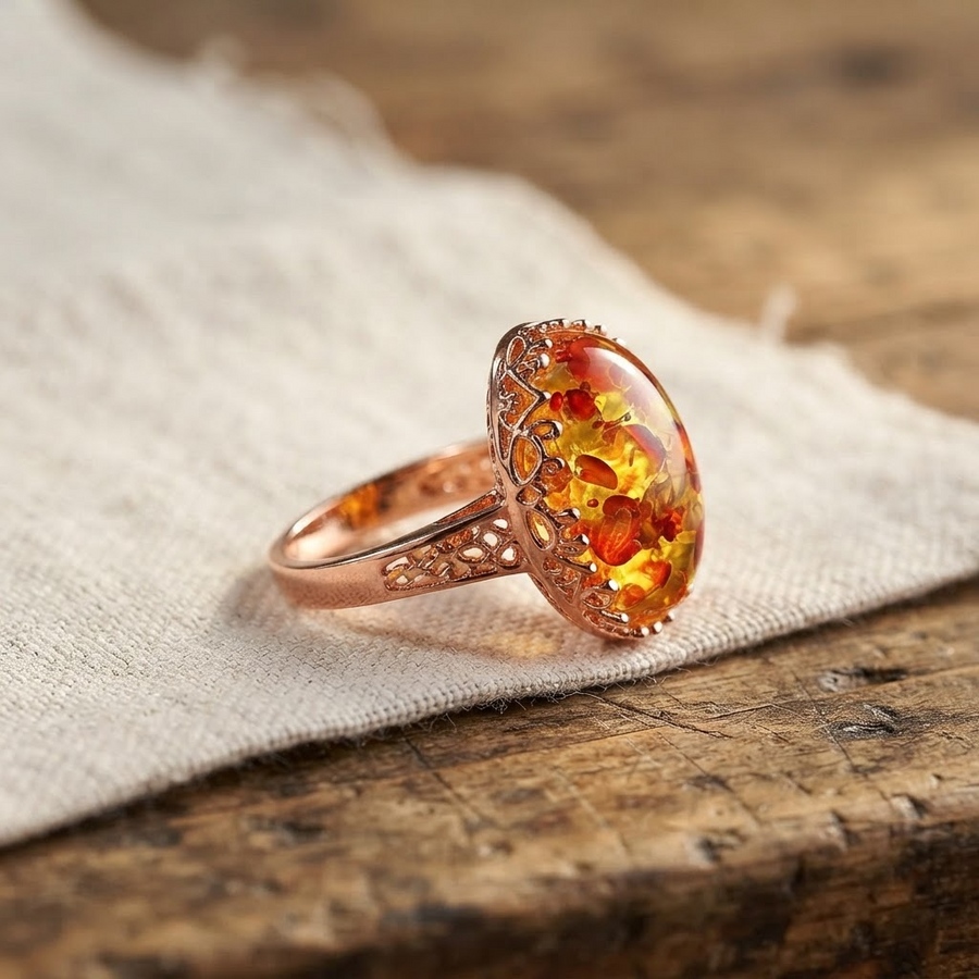 Margaret's Amber™ Hazel Honey Amber Ring