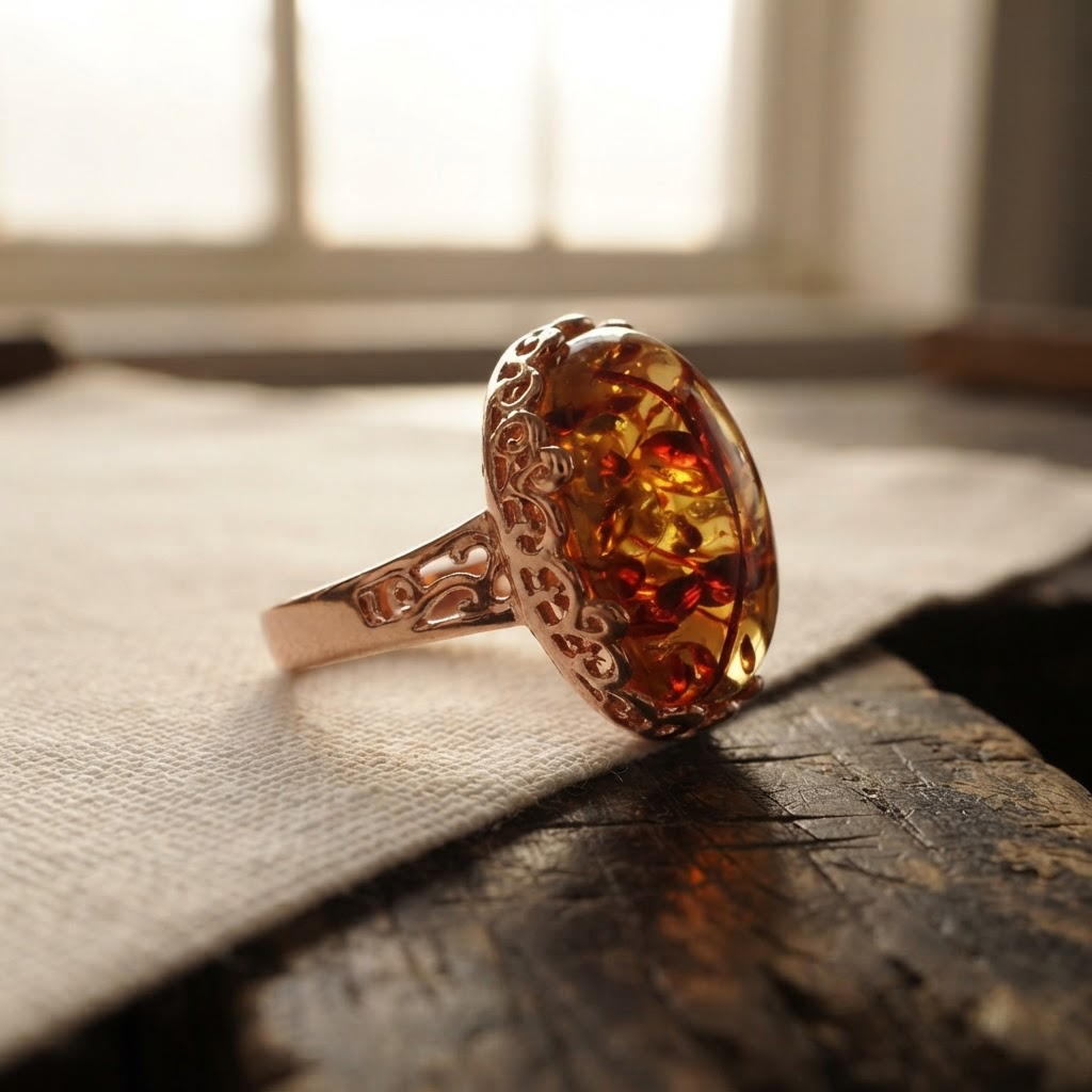 Margaret's Amber™ Glen Blue Amber Ring
