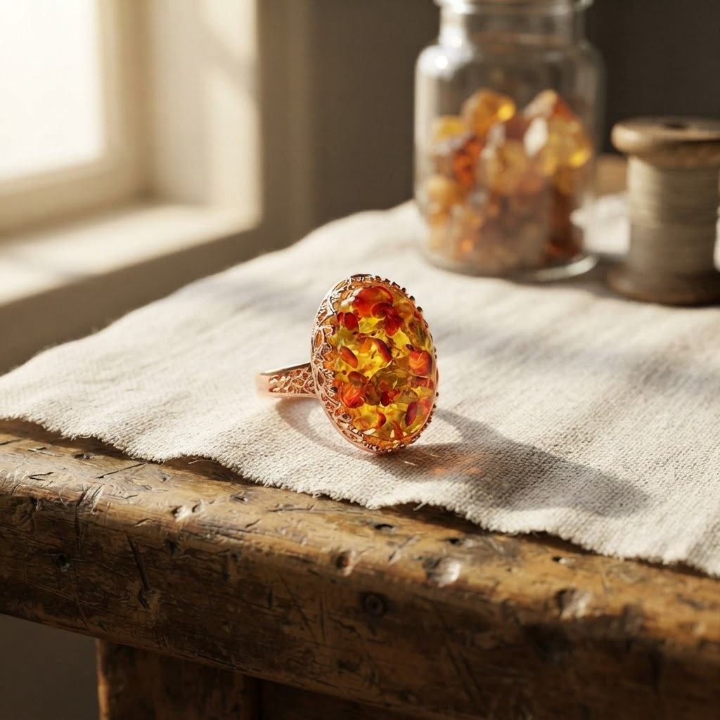 Margaret's Amber™ Hazel Honey Amber Ring