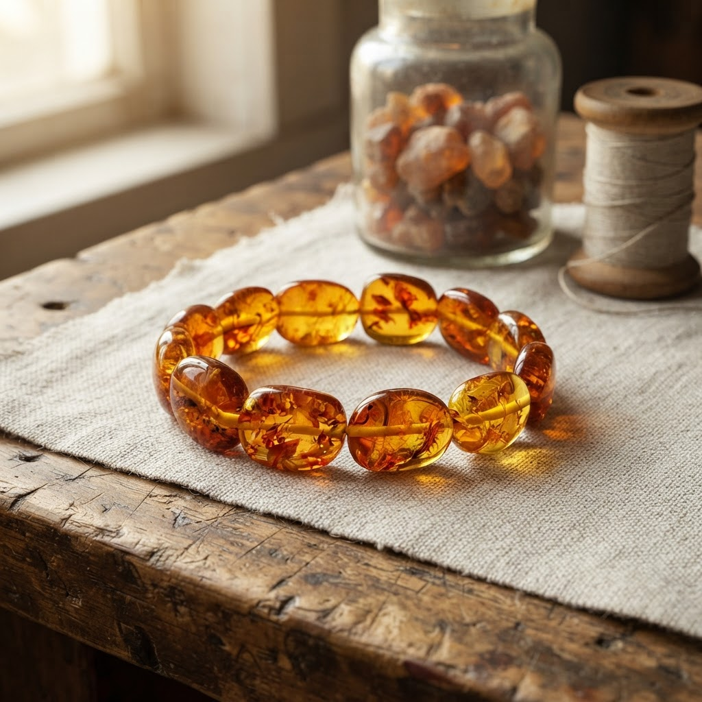 Margaret's Amber™ Treacle Piebald Raw Amber Bracelet