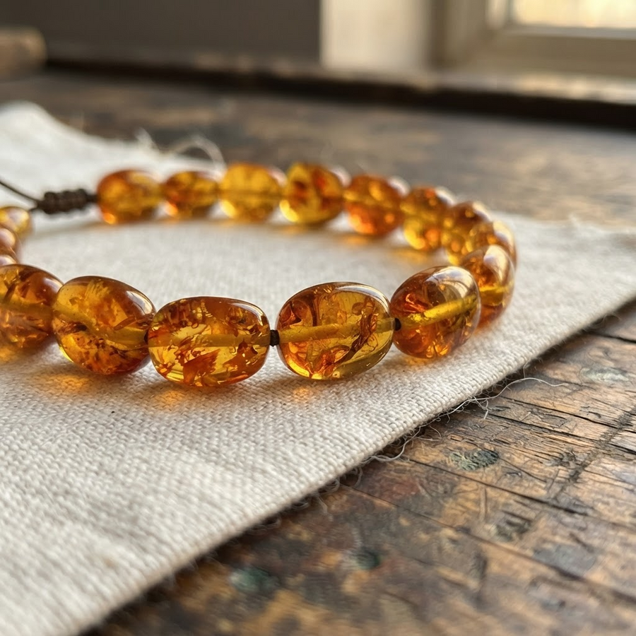 Margaret's Amber™ Treacle Piebald Raw Amber Bracelet