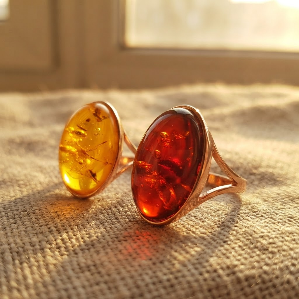 Margaret's Amber™ Dune Cherry Silver Amber Ring