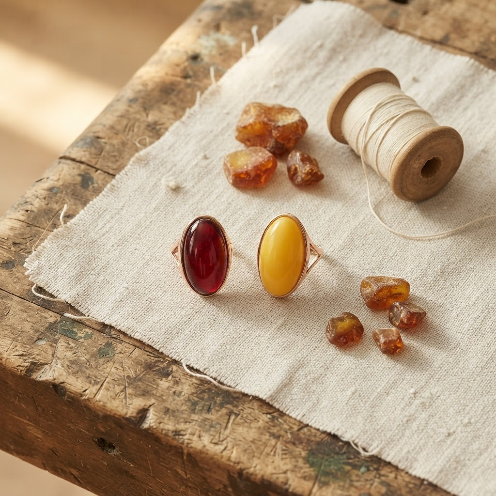 Margaret's Amber™ Dune Cherry Silver Amber Ring