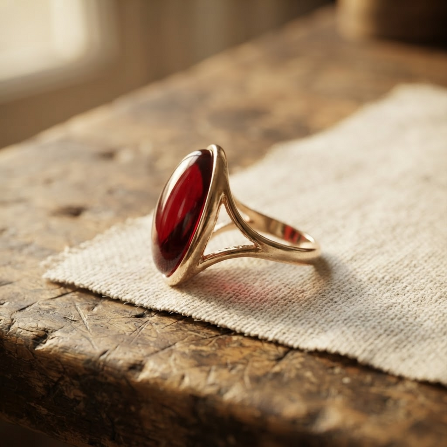 Margaret's Amber™ Dune Cherry Silver Amber Ring