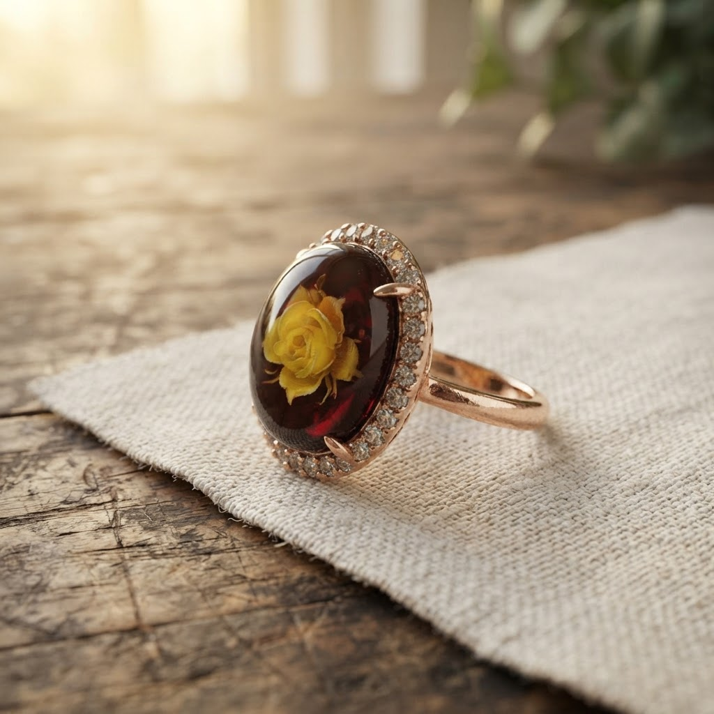 Margaret's Amber™ Ginger Cherry Amber Ring