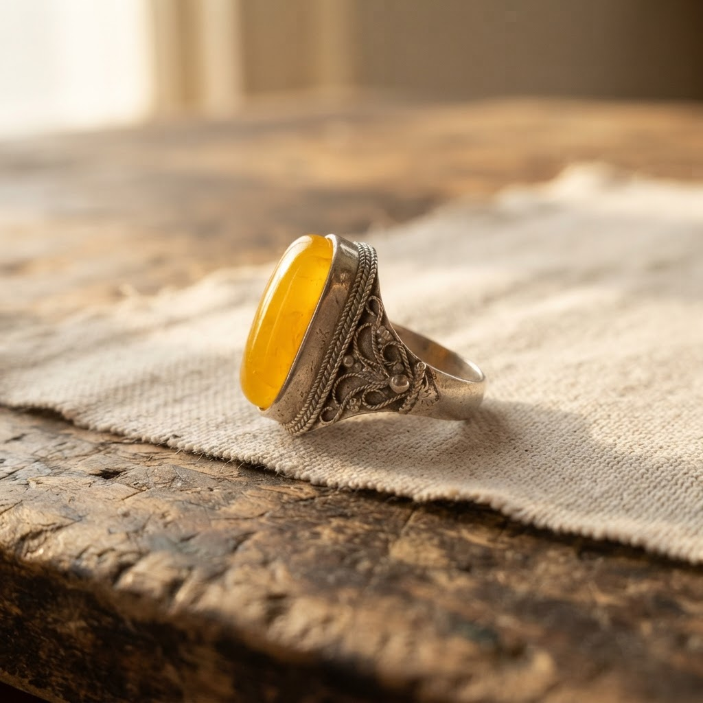 Margaret's Amber™ Lily Silver Amber Ring