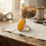 Margaret's Amber™ Opaline Cherry Silver Amber Ring