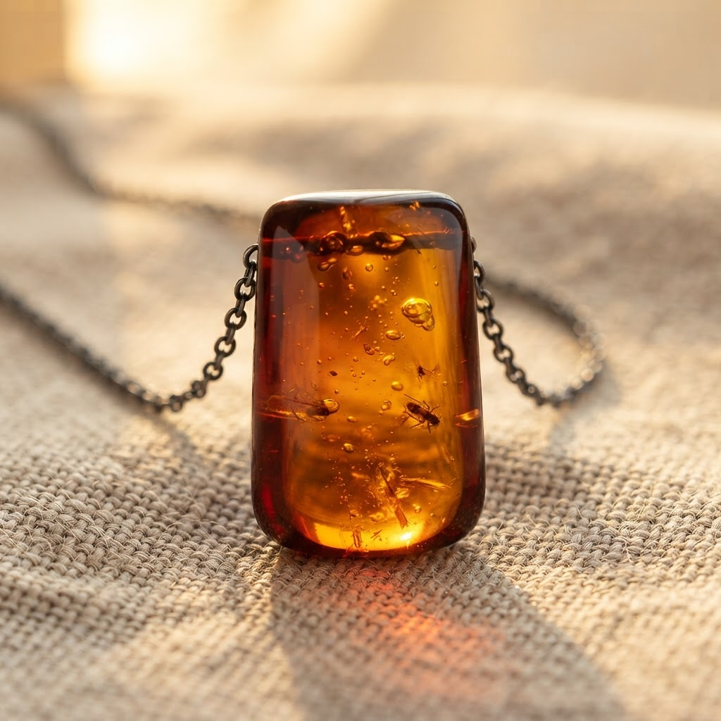 Margaret's Amber™ Toffee Cherry Teardrop Amber Necklace