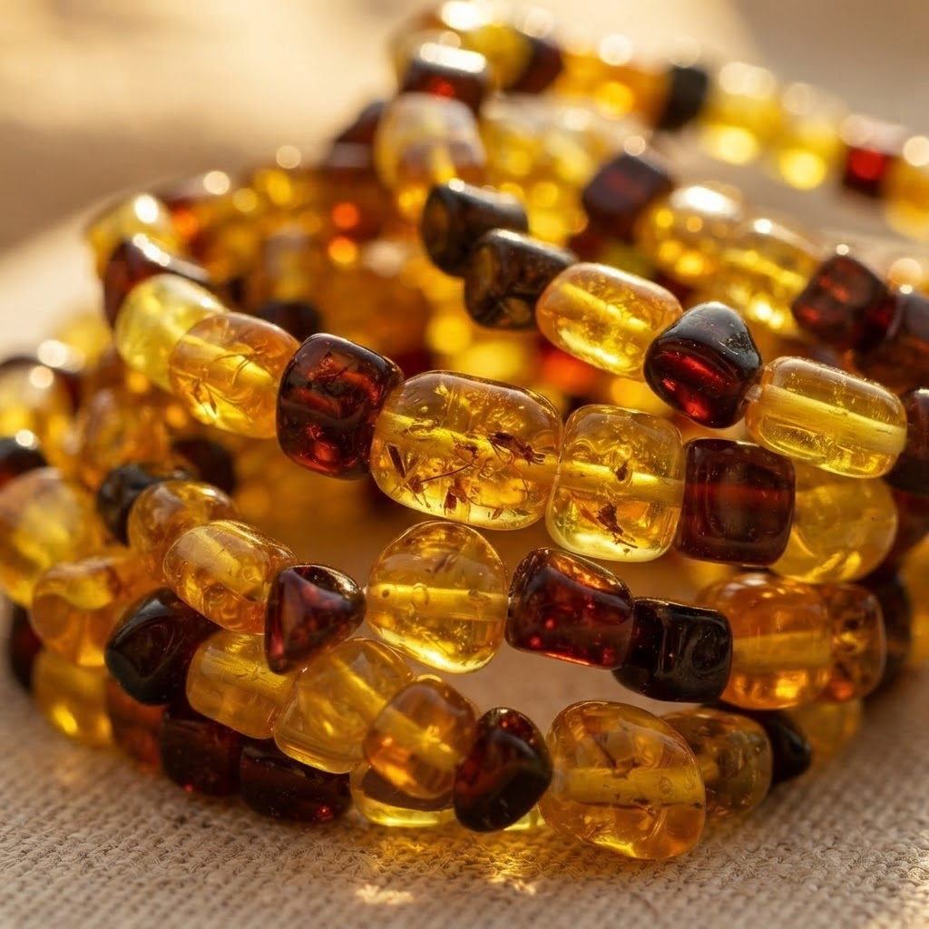 Margaret's Amber™ Fay Rainbow Raw Amber Anklet