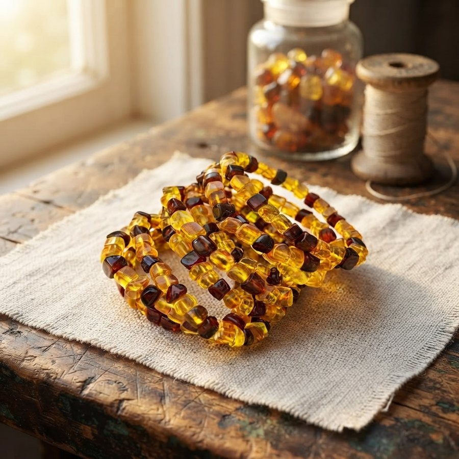 Margaret's Amber™ Fay Rainbow Raw Amber Anklet