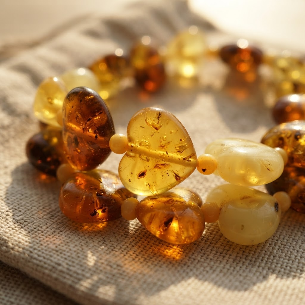 Margaret's Amber™ Foxglove Heart Amber Bracelet
