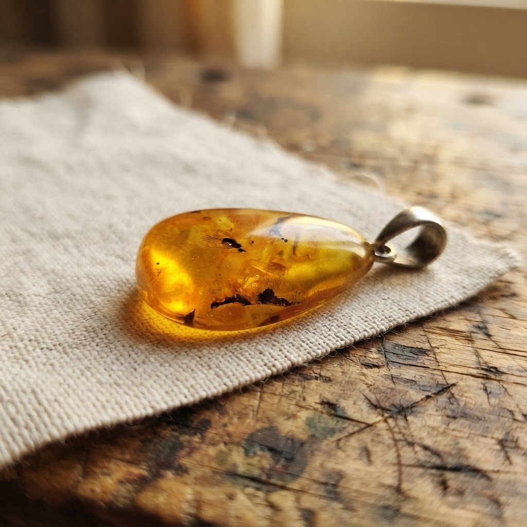 Margaret's Amber™ Heath Wildflower Pendant Amber Necklace