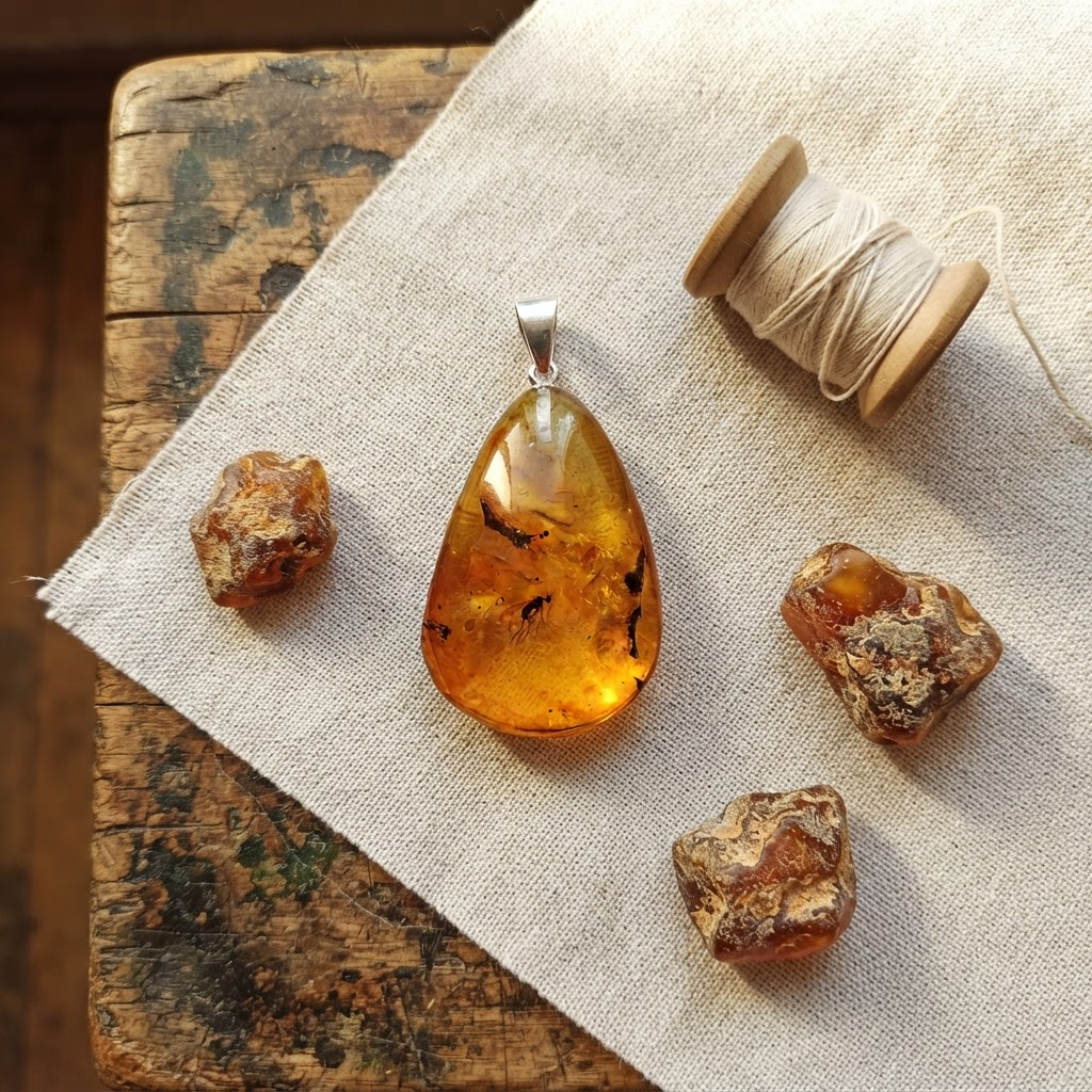 Margaret's Amber™ Heath Wildflower Pendant Amber Necklace