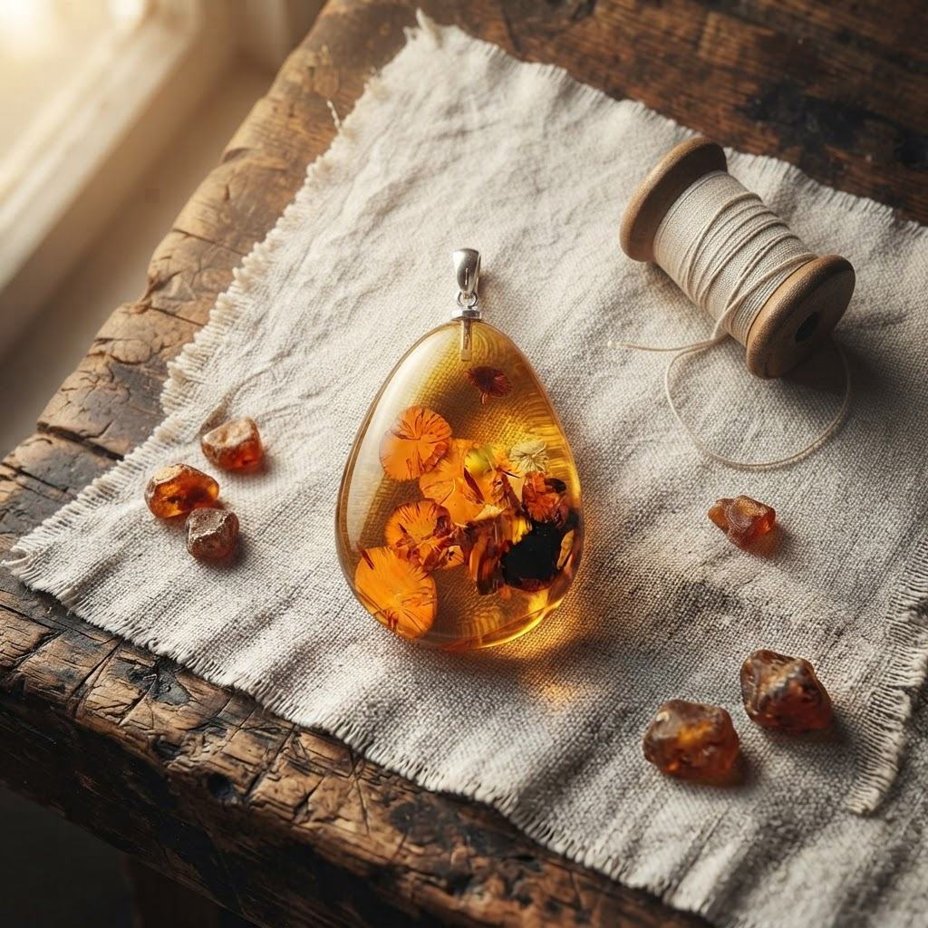 Margaret's Amber™ Bluebell Pendant Amber Necklace