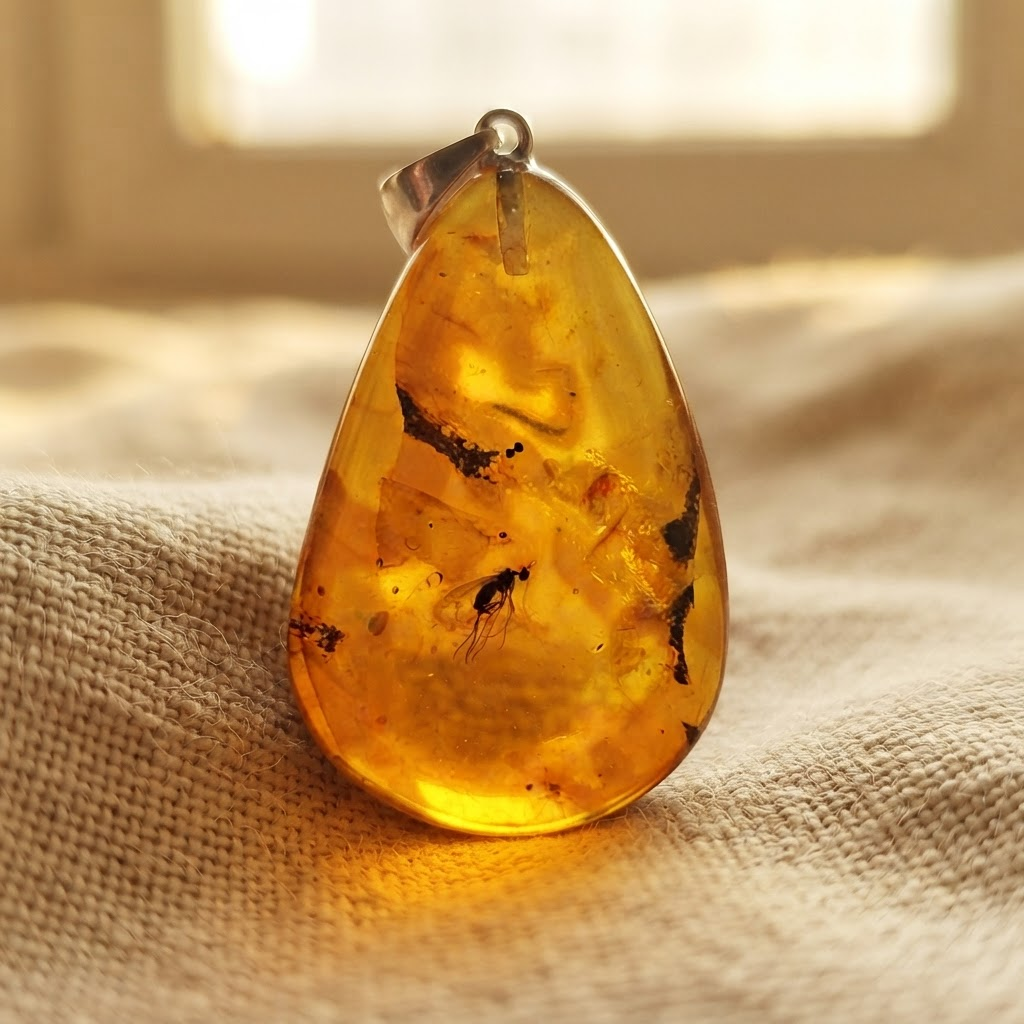 Margaret's Amber™ Heath Wildflower Pendant Amber Necklace