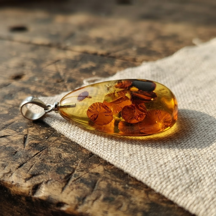 Margaret's Amber™ Bluebell Pendant Amber Necklace