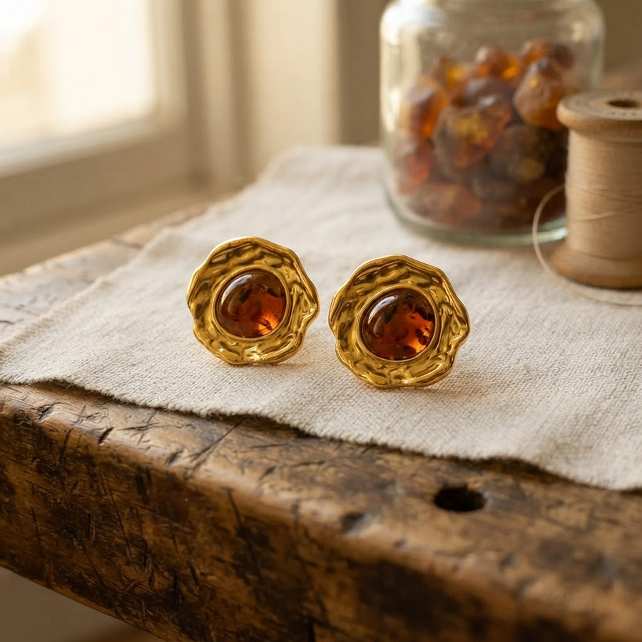Margaret's Amber™ Sandbar Rainbow Amber Earrings