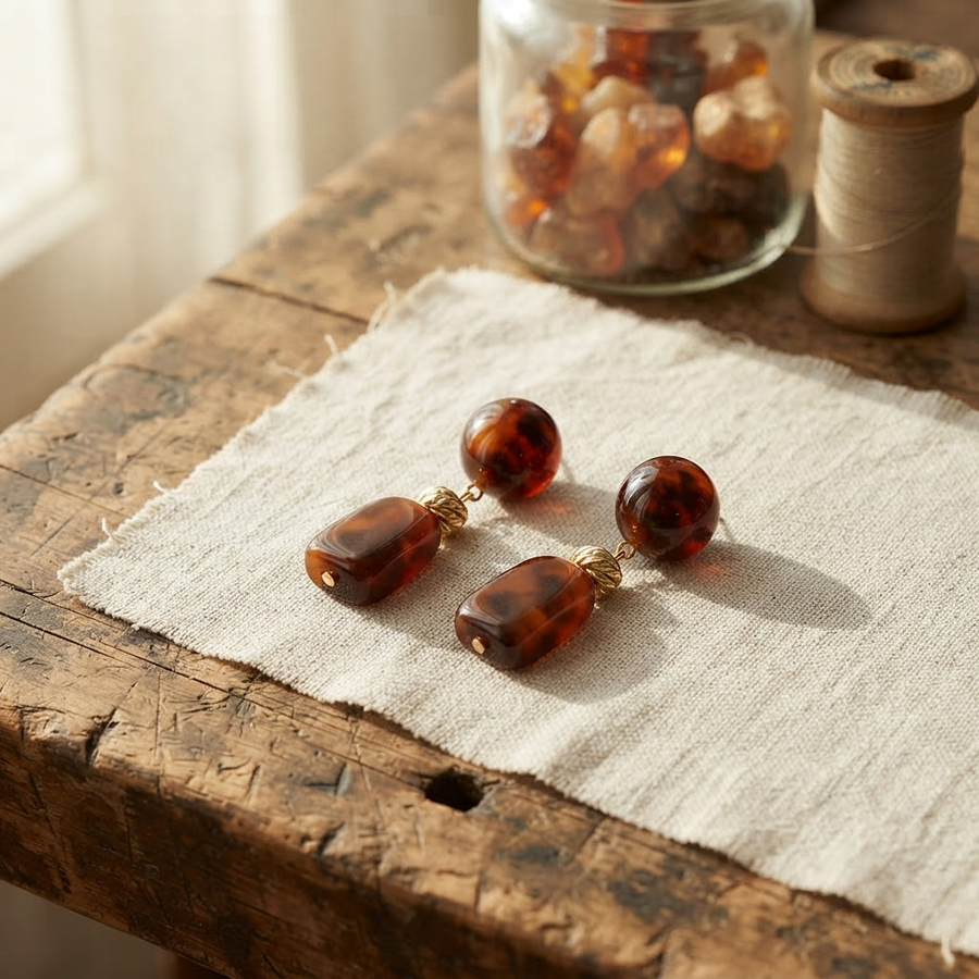 Margaret's Amber™ Ochre Rainbow Amber Earrings
