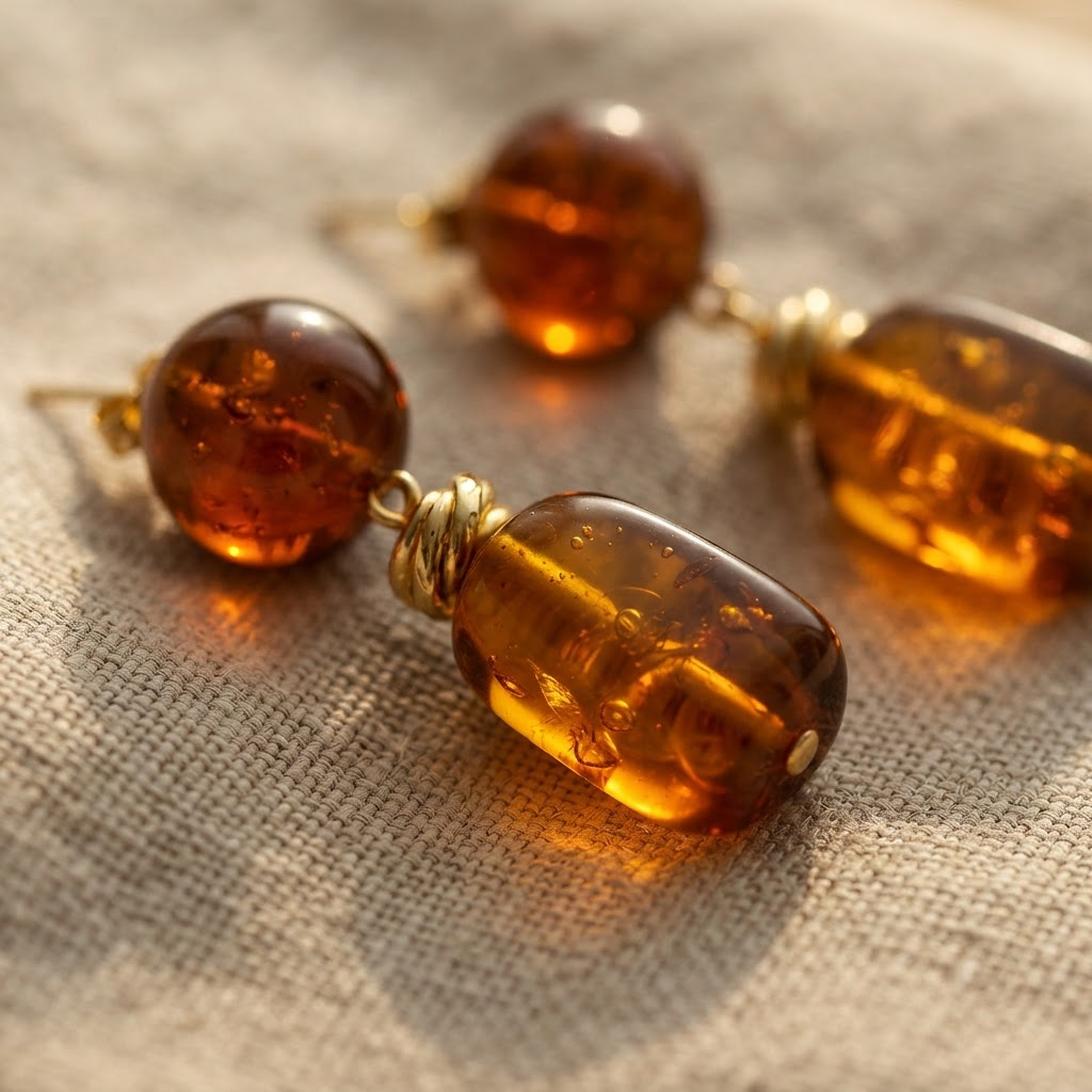 Margaret's Amber™ Ochre Rainbow Amber Earrings