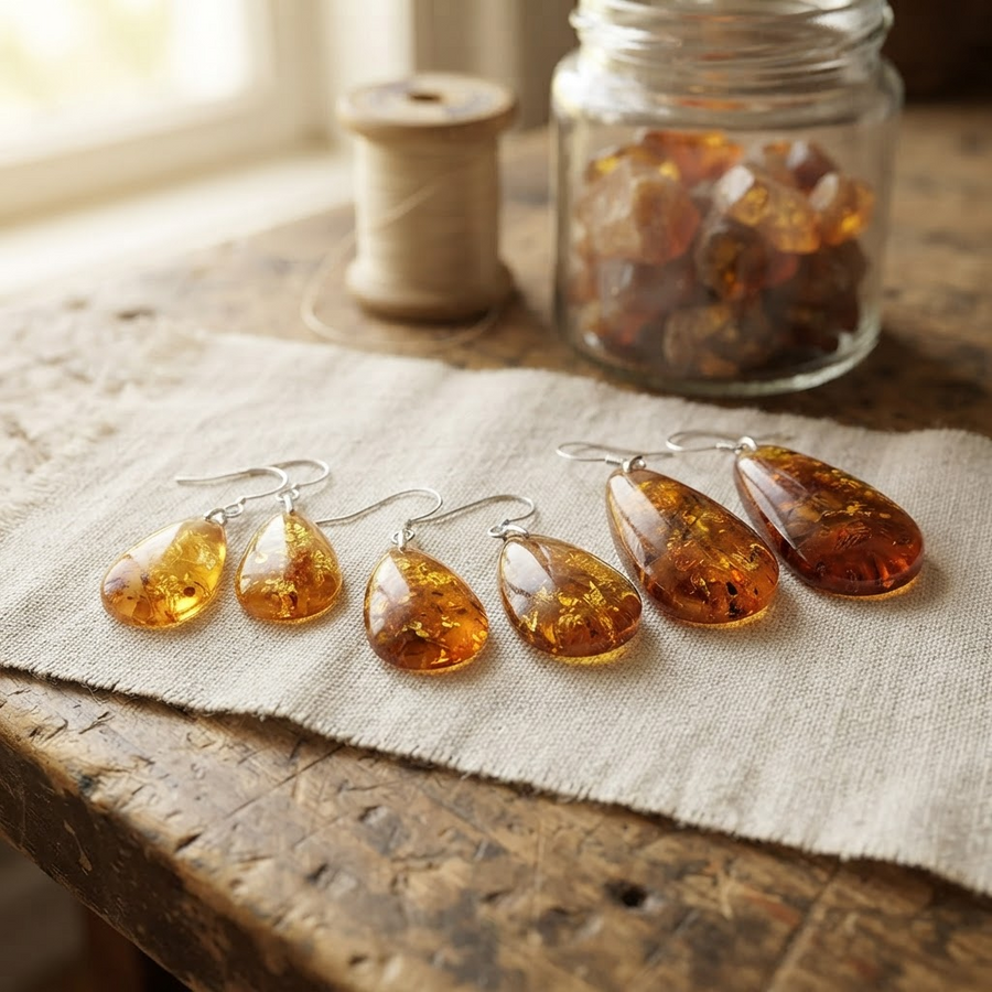 Margaret's Amber™ Mabel Silver Amber Earrings