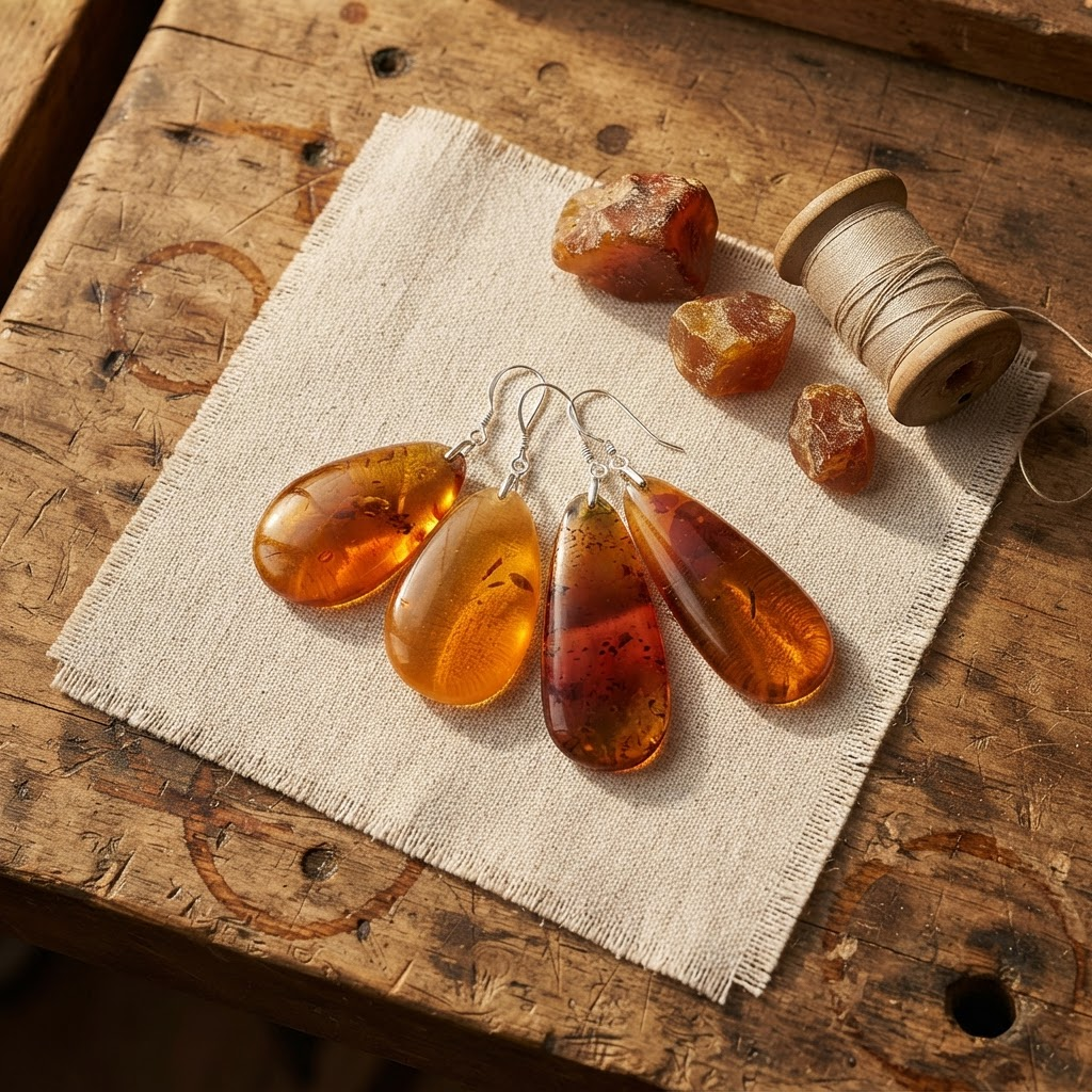 Margaret's Amber™ Rose Cognac Amber Earrings