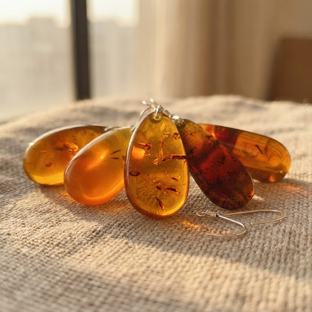 Margaret's Amber™ Rose Cognac Amber Earrings