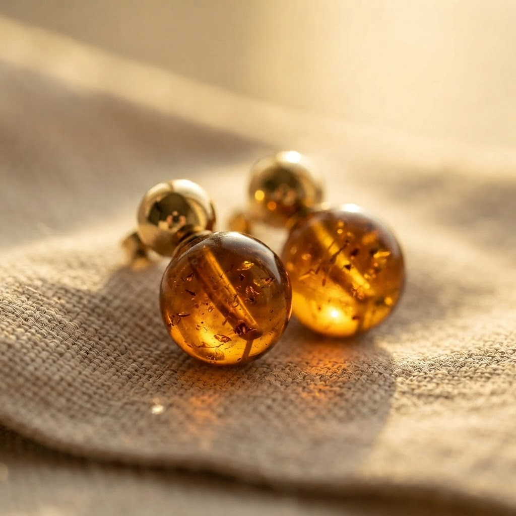 Margaret's Amber™ Bee Cognac Amber Earrings