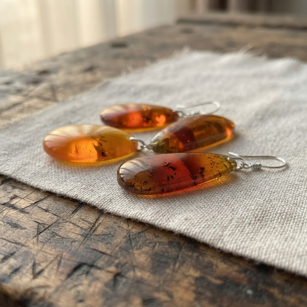 Margaret's Amber™ Rose Cognac Amber Earrings