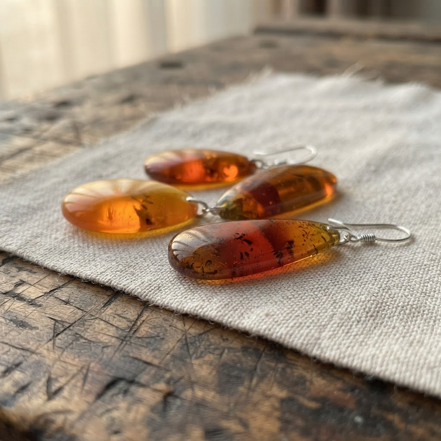 Margaret's Amber™ Rose Cognac Amber Earrings