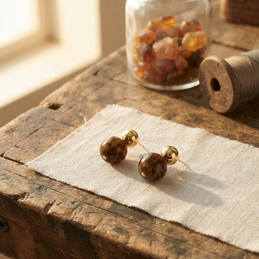 Margaret's Amber™ Bee Cognac Amber Earrings