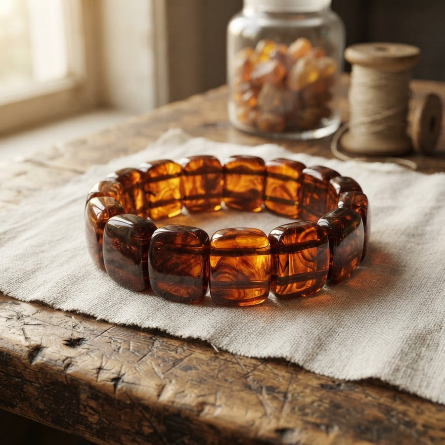 Margaret's Amber™ Driftwood Cherry Wide Amber Bracelet